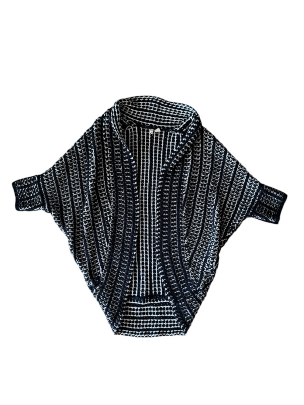 Moth Anthropologie Maija Cocoon Cardigan Open Knit Black White Cozy Chunky